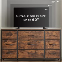 Enhomee Dresser Tv Stand With Drawers, Media Console Table For 60 '', Tv Console With 9 Drawers For Bedroom, Entertainment Center With Sturdy Metal Frame & Wood Top,Living Room,Closet, Rustic Brown