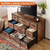 Enhomee Dresser Tv Stand With Drawers, Media Console Table For 60 '', Tv Console With 9 Drawers For Bedroom, Entertainment Center With Sturdy Metal Frame & Wood Top,Living Room,Closet, Rustic Brown