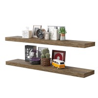 Bameos Floating Shelves 40 In W X 8In D Wall Mounted Wooden Shelves With Invisible Brackets Set Of 2 Hanging Wall Shelves Decor