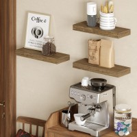 Bameos Floating Shelves 16X6 Wall Mounted Wooden Shelves With Invisible Brackets Set Of 3 Hanging Wall Shelves Decoration For