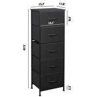 Wlive Fabric Dresser 5Drawer Tall Dresser For Bedroom Storage Dresser Organizer With Fabric Bins Wood Top Sturdy Steel Fram