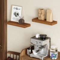 Bameos Floating Shelves American Oak Wall Mounted Wooden Shelves With Invisible Brackets Set Of 2 16X6 Hanging Wall Shelves Dec