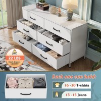 Wlive Wide Fabric Dresser 6 Drawer Dresser Tv Stand For 60 Tv Dressers Bedroom Furniture Large Storage Tower Unit With Fabri