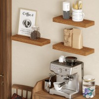 Bameos Floating Shelves 16X6 American Oak Wall Mounted Wooden Shelves With Invisible Brackets Set Of 3 Hanging Wall Shelves De