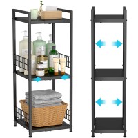 Daoutime 3Tier Metal Shelving Unit Expandable Freestanding Narrow Open Floor Shelves Ideal For Bathroom Kitchen Laundry