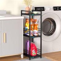 Daoutime 3Tier Metal Shelving Unit Expandable Freestanding Narrow Open Floor Shelves Ideal For Bathroom Kitchen Laundry