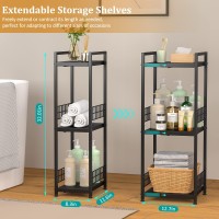 Daoutime 3Tier Metal Shelving Unit Expandable Freestanding Narrow Open Floor Shelves Ideal For Bathroom Kitchen Laundry