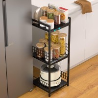 Daoutime 3Tier Metal Shelving Unit Expandable Freestanding Narrow Open Floor Shelves Ideal For Bathroom Kitchen Laundry