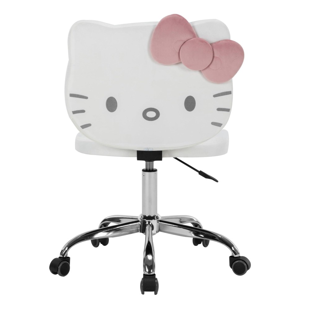 Impressions Vanity Hello Kitty Kawaii Swivel Vanity Chair For Makeup Room Adjustable Height Cute Desk Chair With Wheels Rolling