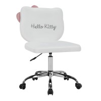 Impressions Vanity Hello Kitty Kawaii Swivel Vanity Chair For Makeup Room Adjustable Height Cute Desk Chair With Wheels Rolling