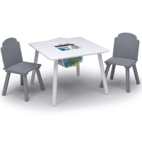 Delta Children Finn Table And Chair Set With Storage Whitegrey