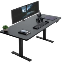 Vivo Electric Height Adjustable 60 X 30 Inch Memory Stand Up Desk, Black Table Top, Black Frame, Standing Workstation With Preset Controller, 1B Series, Desk-Kit-1B6B-30