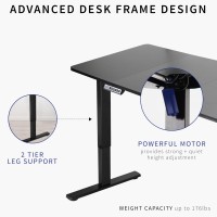 Vivo Electric Height Adjustable 60 X 30 Inch Memory Stand Up Desk, Black Table Top, Black Frame, Standing Workstation With Preset Controller, 1B Series, Desk-Kit-1B6B-30