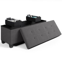 Storage Ottoman Bench 43In Storage Bench For Bedroom End Of Bed Large Ottoman Foot Rest With Storage Bins Gray Ottoman With