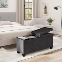 Storage Ottoman Bench 43In Storage Bench For Bedroom End Of Bed Large Ottoman Foot Rest With Storage Bins Gray Ottoman With