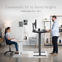 Vivo Electric Height Adjustable 60 X 30 Inch Memory Stand Up Desk, White Table Top, Black Frame, Standing Workstation With Preset Controller, 1B Series, Desk-Kit-1B6W-30