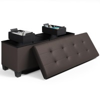 Storage Ottoman Benc 43In Storage Bench For Bedroom End Of Bed Ottoman Foot Rest With Storage Bins Brown Ottoman With Storag