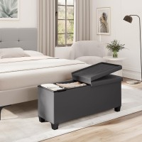 Storage Ottoman Bench 43In Storage Bench For Bedroom End Of Bed Ottoman Foot Rest With Storage Bins Gray Ottoman With Storag