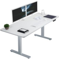 Vivo Electric Height Adjustable 60 X 30 Inch Memory Stand Up Desk, White Table Top, Gray Frame, Standing Workstation With Preset Controller, 1B Series, Desk-Kit-1G6W-30