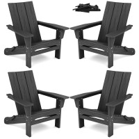 Serwall Modern Folding Adirondack Chair Set Of 4 Black