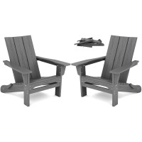 Serwall Modern Folding Adirondack Chair Set Of 2 Gray