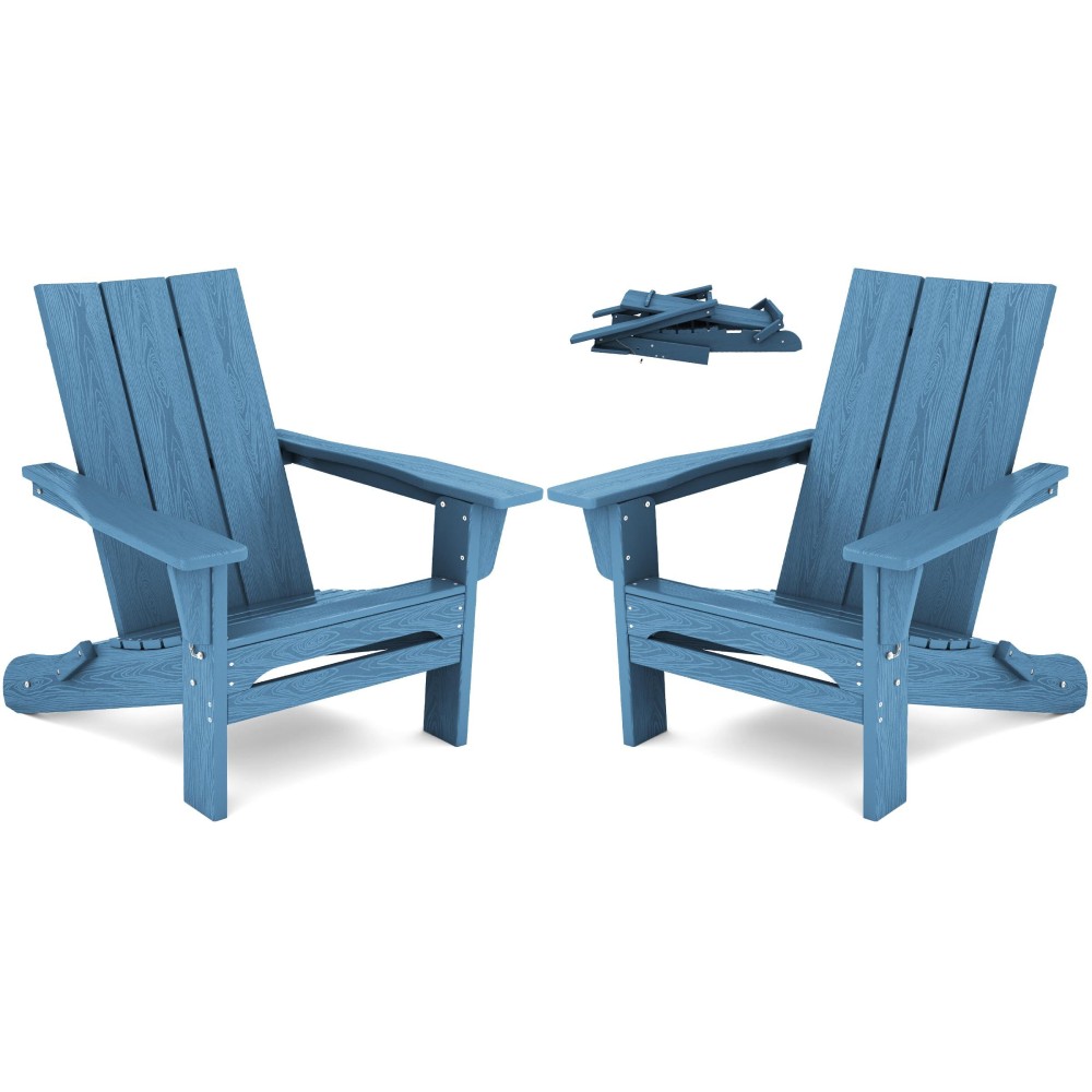 Serwall Modern Folding Adirondack Chair Set Of 2 Blue