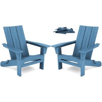 Serwall Modern Folding Adirondack Chair Set Of 2 Blue