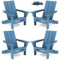 Serwall Modern Folding Adirondack Chair Set Of 4 Blue