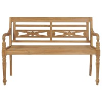 Vidaxl Teak Wood Batavia Bench With Cream Cushion - Comfortable Outdoor Seating With Weather Resistance And Easy Assembly Ideal For Garden And Patio