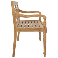 Vidaxl Teak Wood Batavia Bench With Cream Cushion - Comfortable Outdoor Seating With Weather Resistance And Easy Assembly Ideal For Garden And Patio