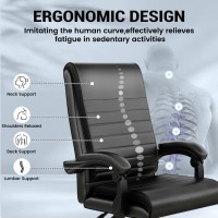 Hldirect Office Chair, Ergonomic Computer Chair, High Back Executive Chair With 90-135Tilt Function, Comfortable Home Office Desk Chair With Padded Armrests, Adjustable Height, Pu Leather, Black