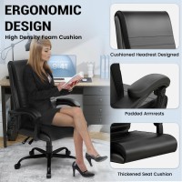 Hldirect Office Chair, Ergonomic Computer Chair, High Back Executive Chair With 90-135Tilt Function, Comfortable Home Office Desk Chair With Padded Armrests, Adjustable Height, Pu Leather, Black