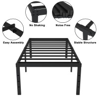 Hobinche 20 Inch Twin Xl Size Bed Frame No Box Spring Needed Heavy Duty Black Metal Platform Mattress Foundation With Steel Sl