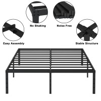 Hobinche 20 Inch Full Size Bed Frame No Box Spring Needed Heavy Duty Black Metal Platform Mattress Foundation With Steel Slats