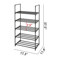 Tauehr Metal Shoe Rack Upgrade 5Tier Stackable Shoe Stand Narrow Shoe Storage Shelf For Shoes Boots Entryway And Closet Hallway