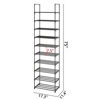 Tauehr 10 Tier Matel Shoe Rack Tall Shoe Stand 2025 Pairs Boots Organizer Storage Narrow Shoe Shelf For Entryway Closets Hallw