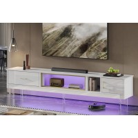 Bestier 80 Inch High Gloss Entertainment Center With Storage For Televisions Up To 85
