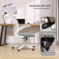 Monhey Office Chair Ergonomic Office Chair Home Office Desk Chairs With Lumbar Support 3D Headrest And Flip Up Arms Rockable