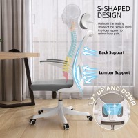 Monhey Office Chair Ergonomic Office Chair Home Office Desk Chairs With Lumbar Support 3D Headrest And Flip Up Arms Rockable