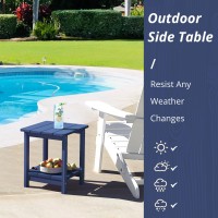 Lue Bona Adirondack Outdoor Side Table 2Tier Navy Hdps Patio End Table Weather Resistant Morden Side Table For Patio Pool P