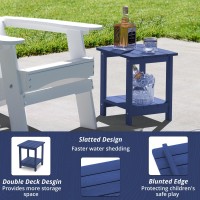 Lue Bona Adirondack Outdoor Side Table 2Tier Navy Hdps Patio End Table Weather Resistant Morden Side Table For Patio Pool P