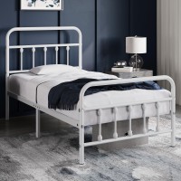 Yaheetech Classic Metal Platform Bed Frame Mattress Foundation With Victorian Style Ironart Headboardfootboardunder Bed Stora