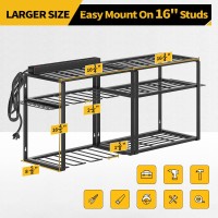 Soyeeze Power Tool Organizer With Charging Station 8 Drill Holders Wall Mount Tool Rack Large Utility Shelf For Cordless Drill G