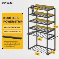 Soyeeze Power Tool Organizer With Charging Station 8 Drill Holders Wall Mount Tool Rack Large Utility Shelf For Cordless Drill G