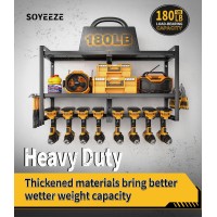 Soyeeze Power Tool Organizer With Charging Station Garage Heavy Duty Tool Storage Rack Built In 8 Outlet Power Strip  Drill Holder Wall Mount Tool Storage Shelves Gift For Father'S Day