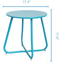 Elevon Weather Resistant Outdoor 175 Round End Accent Table For Bistro Balcony Sky Blue