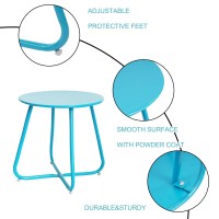 Elevon Weather Resistant Outdoor 175 Round End Accent Table For Bistro Balcony Sky Blue