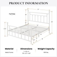 Sha Cerlin 14 Full Size Metal Platform Bed Framevictorian Headboard And Footboardsteel Slats Mattress Foundation For Storage