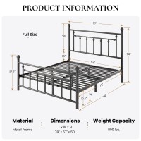 Sha Cerlin 14 Full Size Metal Platform Bed Framevictorian Headboard And Footboardsteel Slats Mattress Foundation For Storage