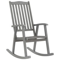 Vidaxl Solid Acacia Wood Rocking Chair - Vintage Gray Washed Finish, Includes Weather-Resistant Cream Cushions, Ideal For Living Room Or Outdoor Patio